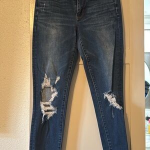 American Eagle Outfitters Dark Blue Distressed Skinny Jeans